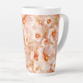 桃色の繊細な花 カフェラテマグ (右アングル)