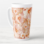 桃色の繊細な花 カフェラテマグ (左アングル)