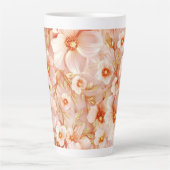 桃色の繊細な花 カフェラテマグ (正面)