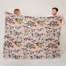 桃色の美エレガントしい野の花モダン フリースブランケット