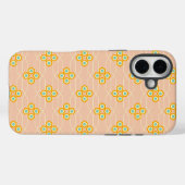 桃色の背景に六角形の花柄 Case-Mate iPhoneケース (裏面 (横))