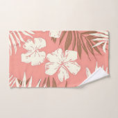 桃色の背景に熱帯の花 バスタオルセット (ハンドタオル)