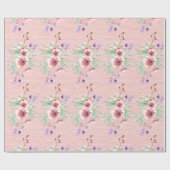 桃色の花がペーチのざらざらした紙に咲いている ラッピングペーパー (フラット)