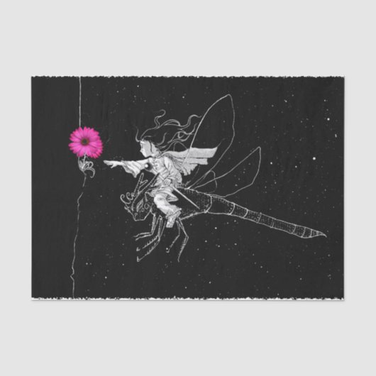 桃色の花と妖精の夜 薄葉紙 (正面)