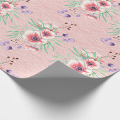 桃色の花のペーパークラフト（桃の粗いテクスチャ紙） ラッピングペーパー (角)
