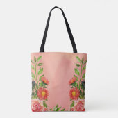 桃色の花の水彩画 トートバッグ (裏面)