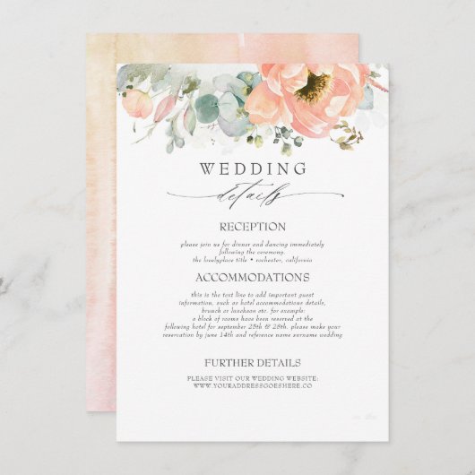 桃色の花結婚の情報 エンクロージャーカード (正面/裏面)