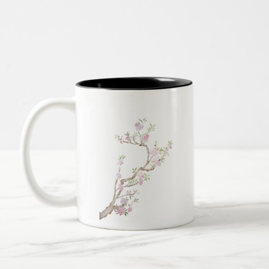 桃色の花 ツートーンマグカップ (左)