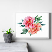 桃色の花 ピンクの牡丹の花の壁アート ポスター