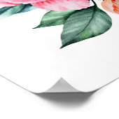 桃色の花 ピンクの牡丹 花の壁画 ポスター (角)