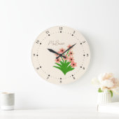 桃色の花 ラージ壁時計 (ホーム)