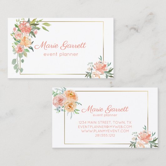 桃色の花 名刺 (正面/裏面)