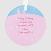 桃色の誕生日パーティーのおとぎ話プリンセス オーナメント (裏面)