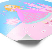 桃色の誕生日パーティーのおとぎ話プリンセス フォトプリント            (角)