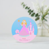 桃色の誕生日パーティーのおとぎ話プリンセス 招待状 (スタンド正面)