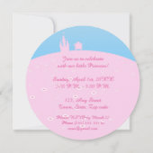 桃色の誕生日パーティーのおとぎ話プリンセス 招待状 (裏面)