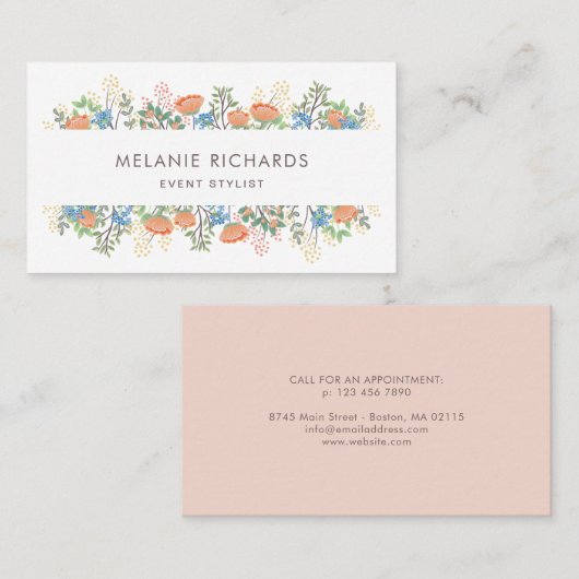 桃色の野草 名刺 (正面/裏面)