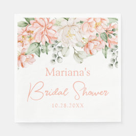 桃色アイボリーの花のブライダルシャワー スタンダードランチョンナプキン