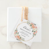 桃色アイボリーピンクの花のブライダルシャワーのお礼 フェイバータグ (インサイチュ)