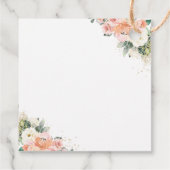 桃色アイボリーピンクの花のブライダルシャワーのお礼 フェイバータグ (裏面)