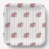 桃色ストライプ紫陽花ベビーの呼吸フローラ ペーパープレート (正面)
