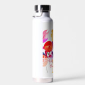 桃色パーソナライズされた花 ウォーターボトル (右面)