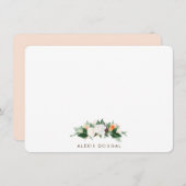 桃色フローラパーソナライズされた具 ノートカード (正面/裏面)