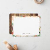 桃色フローラパーソナライズされた具 ノートカード (正面/裏面インサイチュ)