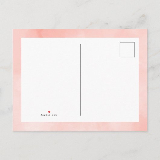 桃色彩の鮮やかバラ|モダンブライダルシャワー インビテーションポストカード (裏面)