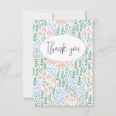 桃色青花フラット感謝カード サンキューカード (正面)