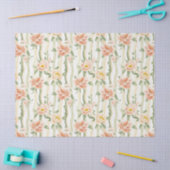 桃色 ミント ローズ 花 ストライプ 誕生日 薄葉紙 (クラフト)