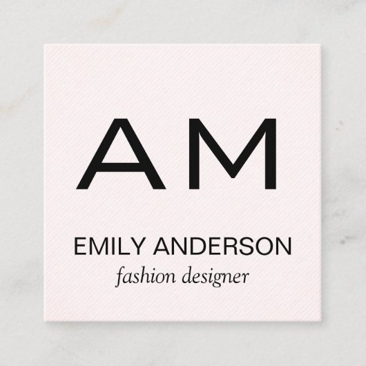 桃色（モノグラム付き） スクエア名刺 (正面)