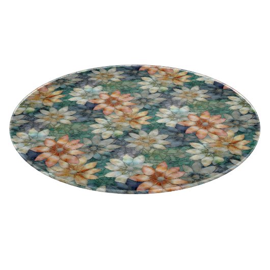 桃色 白 青 緑 花柄 カッティングボード (角)