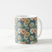 桃色 青 白 緑 花模様 コーヒーマグカップ (正面右)