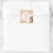 桃花かわいいインディアンブライダルカップルカスタム スクエアシール (バッグ)