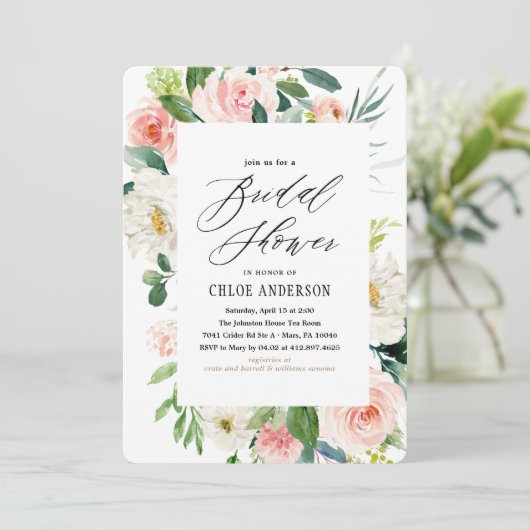 桃花模様ブライダルシャワー招待 招待状 (スタンド正面)