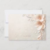 桃花模様結婚の食事の選択RSVP 出欠カード (正面)