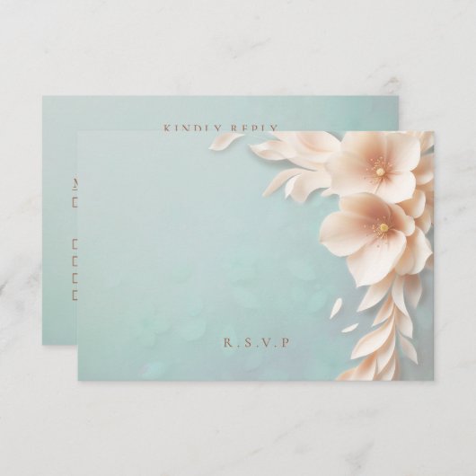 桃花模様結婚の食事の選択RSVP 出欠カード (正面/裏面)