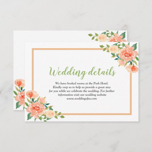 桃花模様縁ど |の結婚詳細 招待状 (正面/裏面)