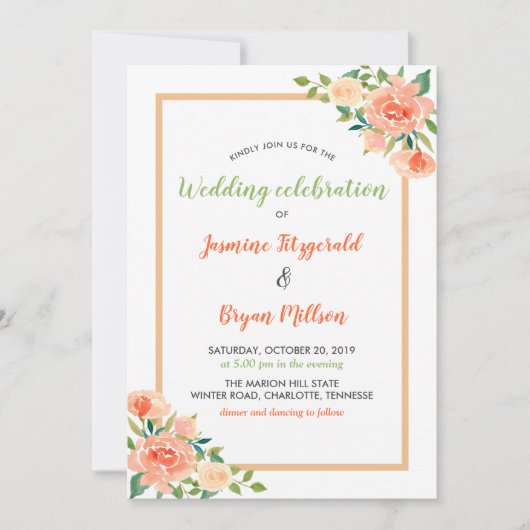 桃花模様縁ど | 結婚s 招待状 (正面)