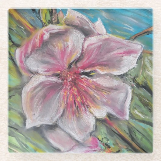 桃花 ガラスコースター (正面)