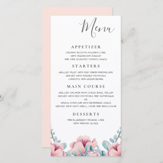 桃花 |フローラ結婚のメニュー セーブザデート (正面/裏面)