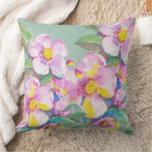 桃芸術的花水彩パーソナライズされた クッション (ブランケット)