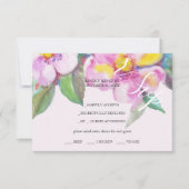 桃芸術的花水彩手色彩の鮮やか型 出欠カード (正面)