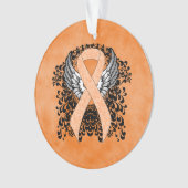 桃認識度リボンと翼 オーナメント (正面)