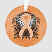 桃認識度リボンと翼 オーナメント (正面)