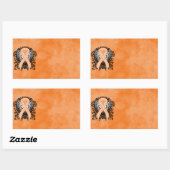 桃認識度リボンと翼 長方形シール (シート)