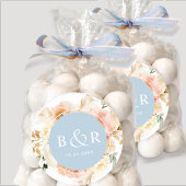 桃赤面とブルー結婚の封筒/お気に入り ラウンドシール