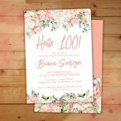 桃赤面アイボリーフローラ100thバースデーパーティー 招待状