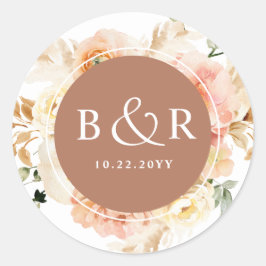 桃赤面テラコッタ結婚の封筒/お願い ラウンドシール